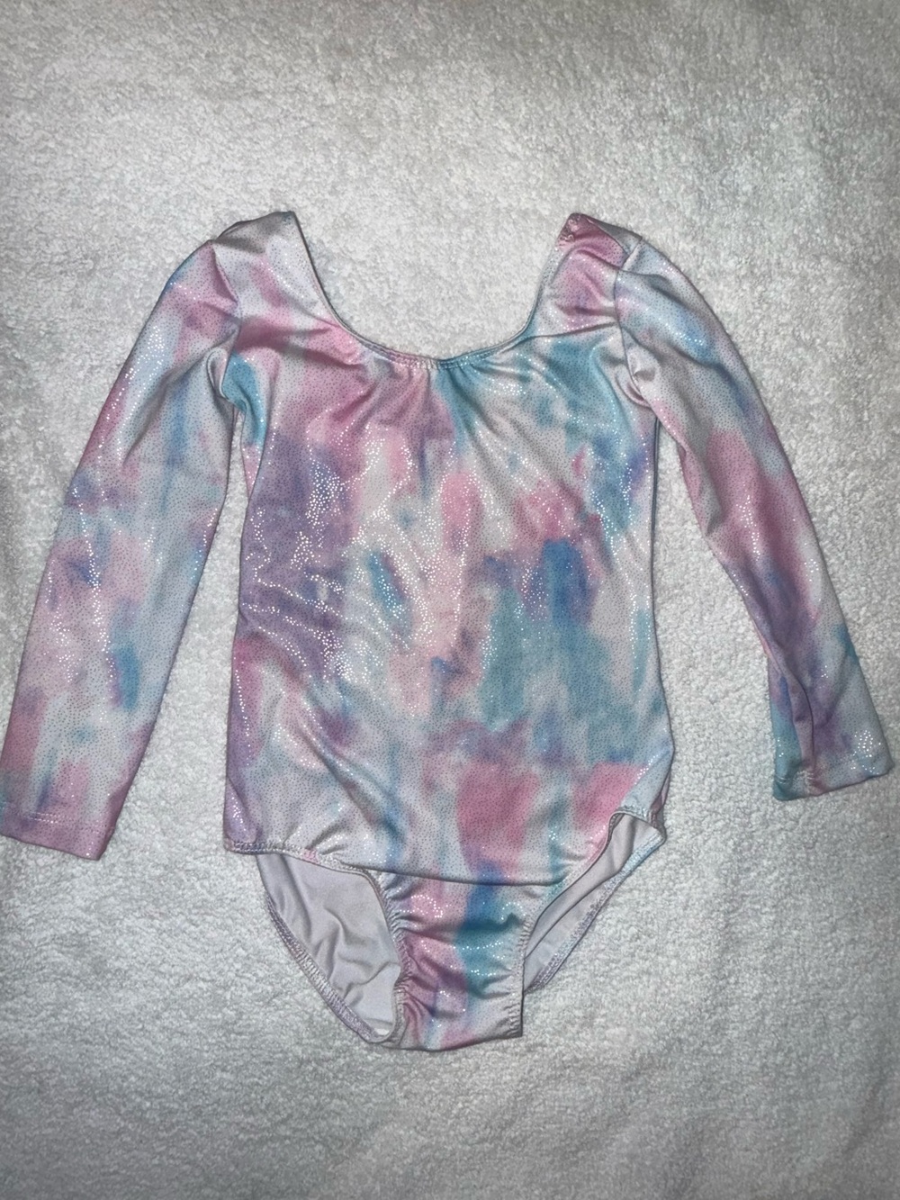 Girls Pink Blue Tie-Dye Long Sleeve One-Piece Leotard Size 7/8